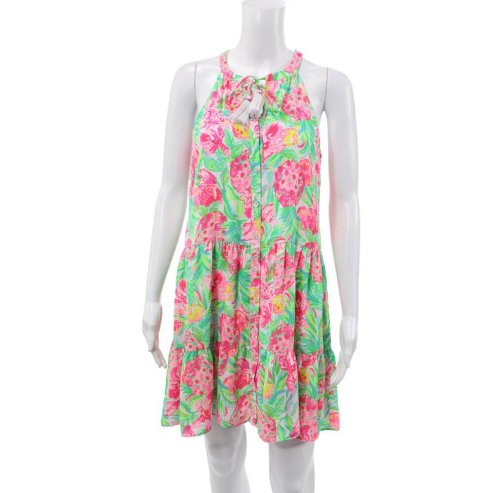 Lily Pulitzer Women Floral Halter Mini Dress Multicolor Sleeveless Size XS